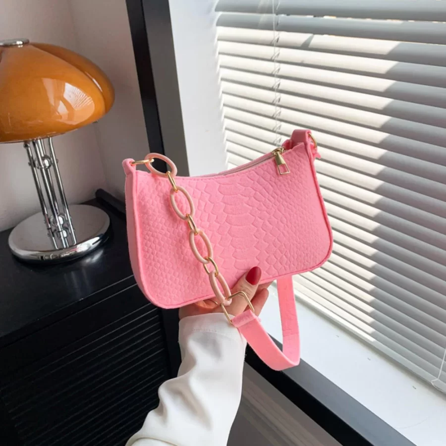 Fashion Felt Cloth Pattern Shoulder Bags For Women Small Handle Underarm Bag Clutch Luxury Solid Color Female Handbag With Purse_7