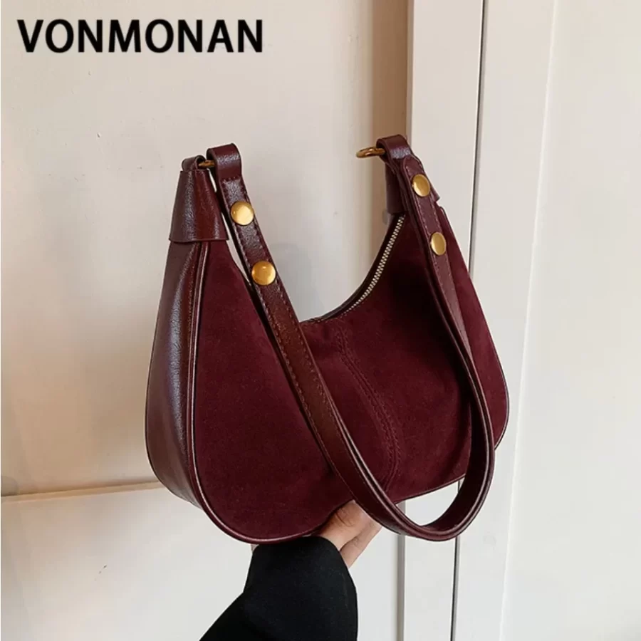 Small PU Leather Nubuck Underarm Bags Ladies Shoulder Bag for Women New Trend Women's Handbags Y2K Style Messenger Sac A Main_1