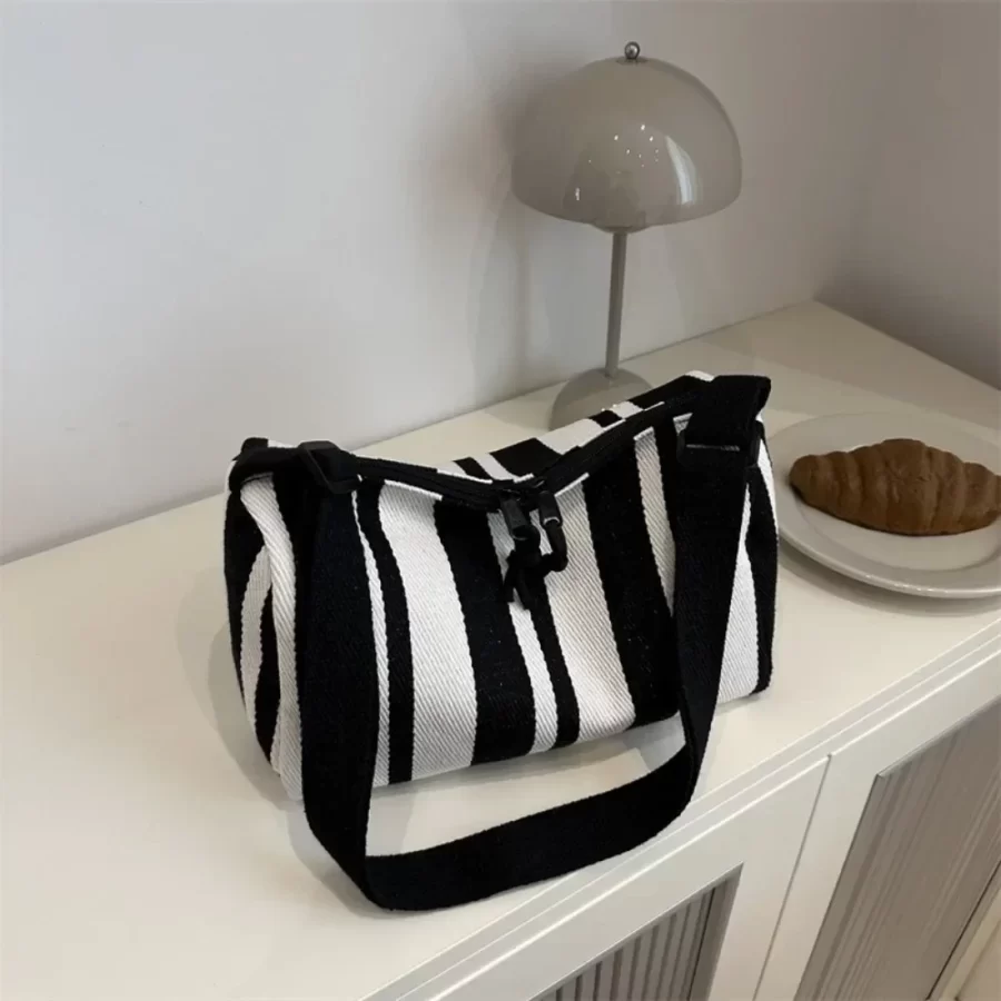 Fashion Winter Large-capacity New Women's Bags Are Versatile Striped Casual Simple and Generous and Straddle The Shoulder_7