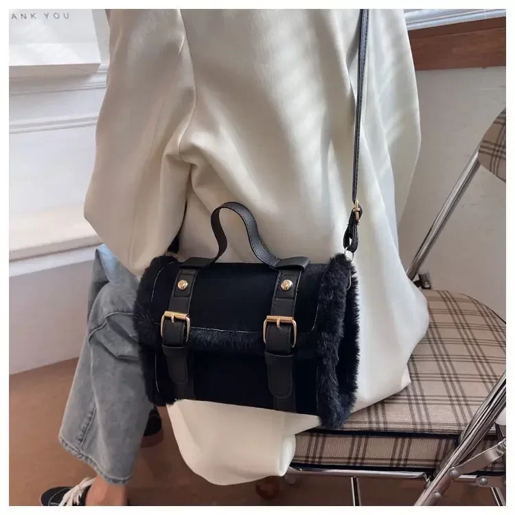 Winter Women Crossbody/shoulder Bag 2023 New Lamb Plush Velvet Bag Lady Small Square Handbag French Korea Style_10