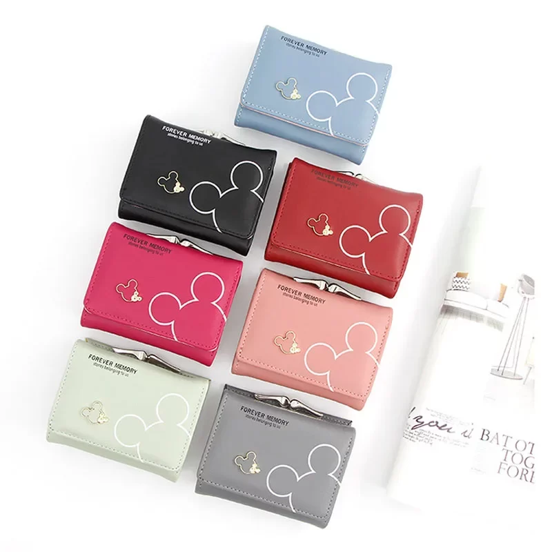 Disney Cartoon Mickey Mouse Wallet for Women's PU Leather Coin Purse Woman Mini Short Wallets Girls Bags Fashion Accessories_1