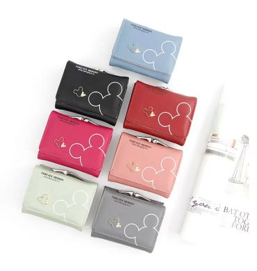 Disney Cartoon Mickey Mouse Wallet for Women's PU Leather Coin Purse Woman Mini Short Wallets Girls Bags Fashion Accessories