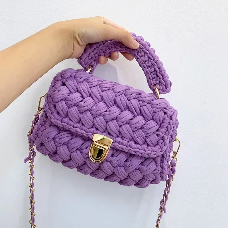 DIY Knitted Handbag Wallet Fashion Rope Woven Ladies Handbag Designer Casual Chain Shoulder Messenger Bag_2