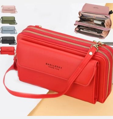 Women Long Wallet Korean Version Crossbody Bag Double Zipper Large Capacity Clutch Bag Shoulder Handbag Female Mobile Phone Bag