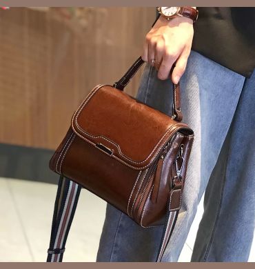 Oil Wax Cowhide Leather Women's Handbag 2024 New Crossbody Bag Lady Commuter Summer Bag Handbill Shoulder Messenger Bags