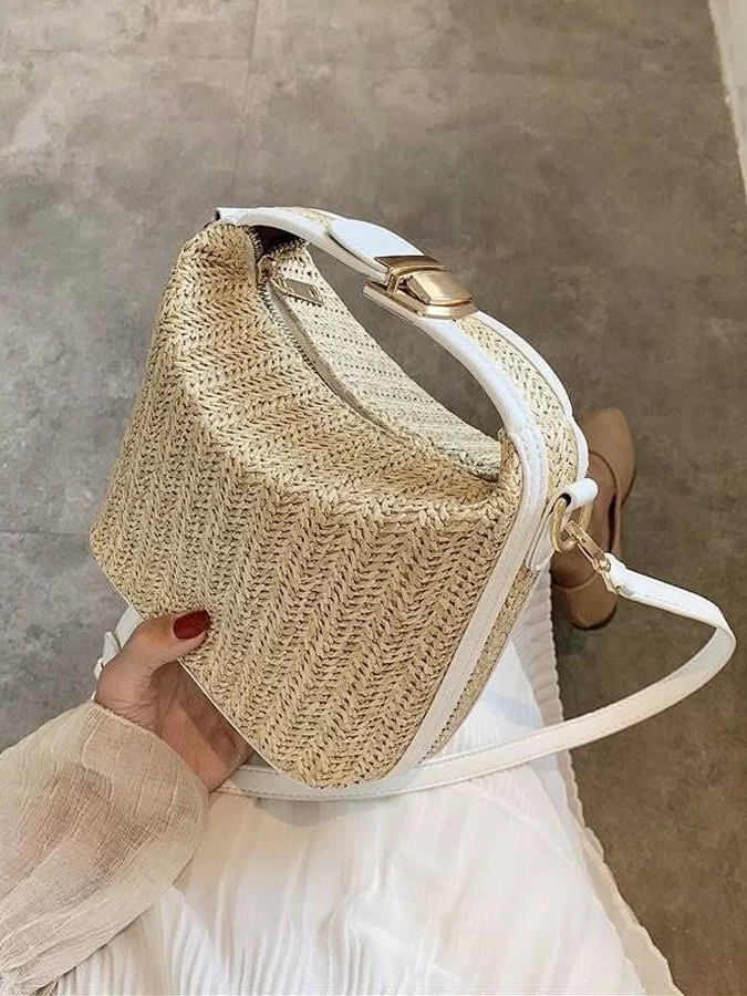 2024 Summer New Grass Weaving Small Bag Casual Women's Bag Handheld One Shoulder Crossbody Bag_5