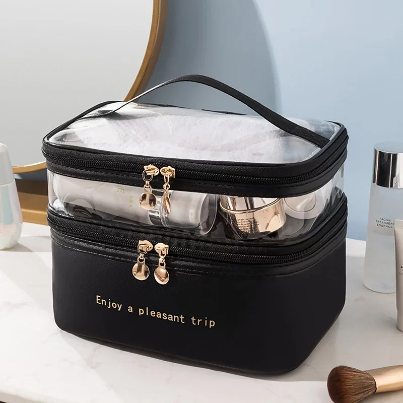 2024 Waterproof PVC Women Cosmetic Bag Portable Traveling Leather Toiletries Big Capacity Travel Makeup Organizer_10