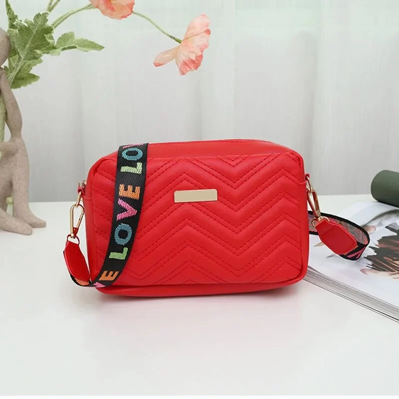 Embroidered Camera Bag PU Material Casual Small Square Bag Versatile Single Shoulder Bag Printed Shoulder Strap_9