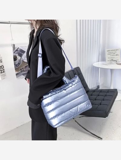 New Puffer Tote Bag for Women Quilted Puffy Handbag Lightweight Down Cotton Padded Shoulder Bag Down Padding Crossbody Handbag