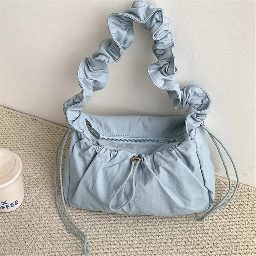 Vintage Wrinkled Shoulder Bag for Women Simple Versatile Commuting Fashion Brand Designer High Quality Drawstring Underarm Bag_7