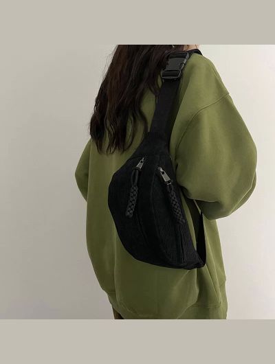 Casual Corduroy Belt Bags for Women Fashion Fanny Pack Female Banana Waist Bag Hip Purse Shoulder Crossbody Chest Bag Pocket