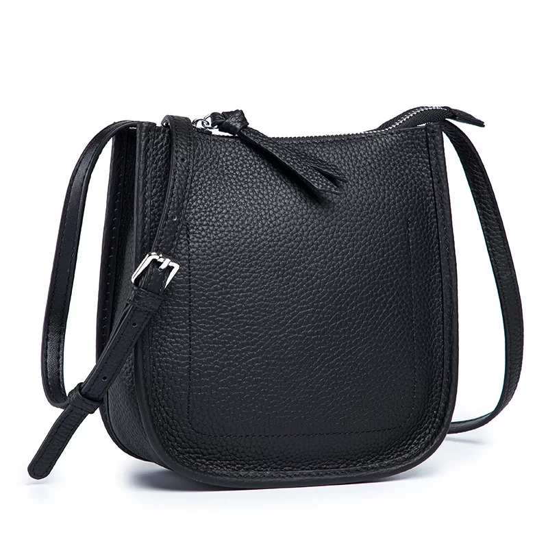 Women Genuine Leather One Shoulder Bucket Bag Luxury Cowhide Crossbody Bag For Female Designer Handbag Small Messenger Tote_2