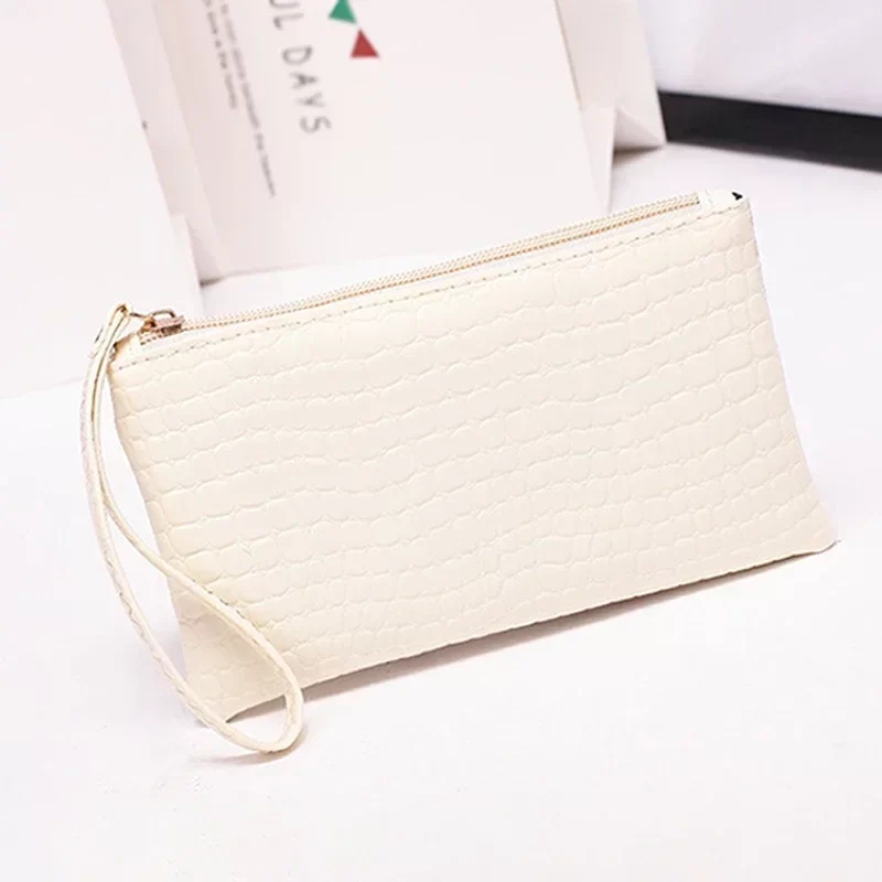 New Women Crocodile Pattern PU Long Wallet Litchi Grain Coin Purse Female Bag Wrist Bags Zipper Phone Pocket Credit Card Holder_5