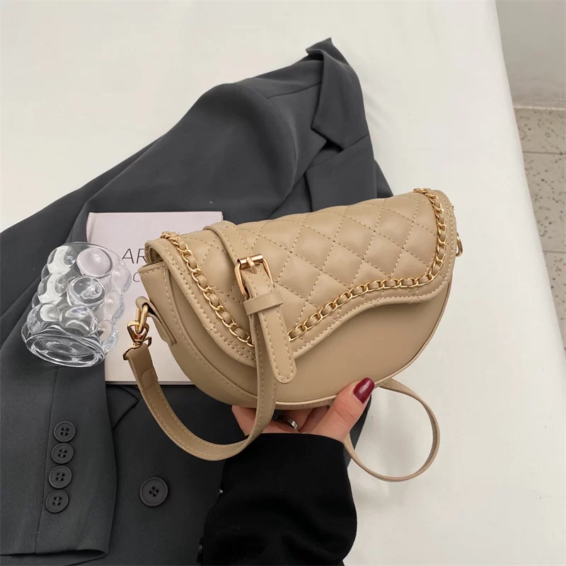 Women Vintage Solid Color Flap Small Saddle Shoulder Underarm Bag Fashion PU Leather Wide Strap Crossbody Bag_7