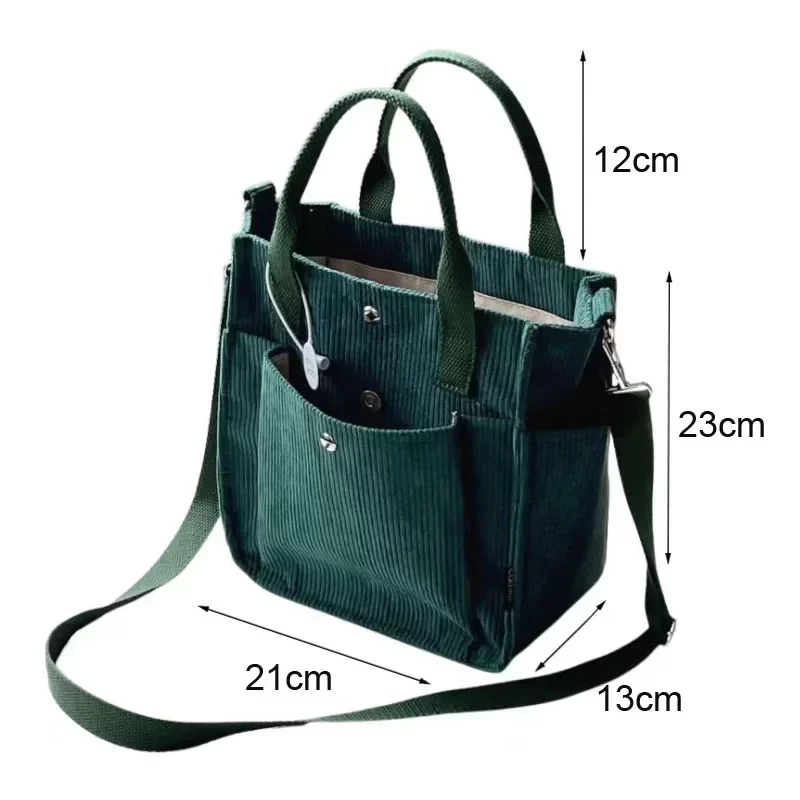 Large Corduroy Women's Shoulder Bag Canvas Ladies Tote Bag Fashion Handbag Messenger Bags Student Crossbody Shopper Bag Casual_2