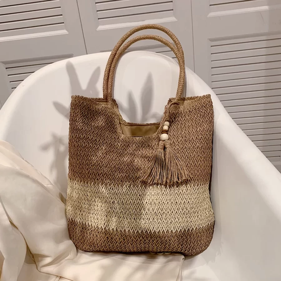 Straw Beach Bag Summer Woven Tote Bag with Tassels Large Shoulder Bag for Women Straw Purses and Handbags Rattan Boho Bag Raffia_7