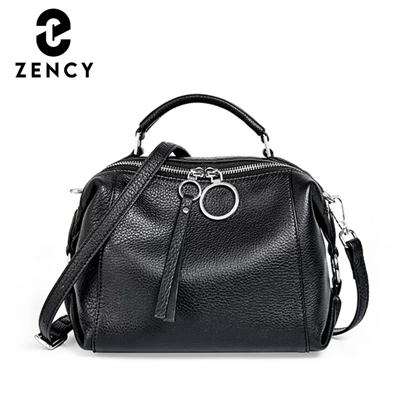 Zency Elegant Genuine Leather Handbag Women Shoulder Bag Large Capacity Simple Medium Tote Bag Crossbody Bag With Two Straps_1