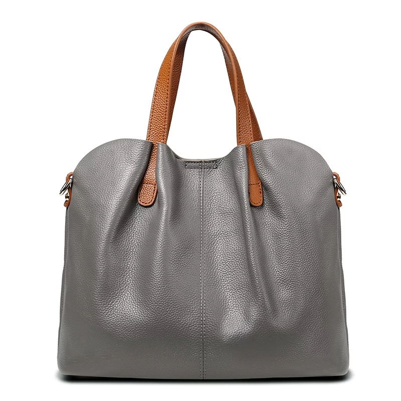 Genuine Leather Women's Bags Fashion Commute Handbags Solid Color Tote Messenger Luxury Designer Shoulder Cossbody Bag Female_7