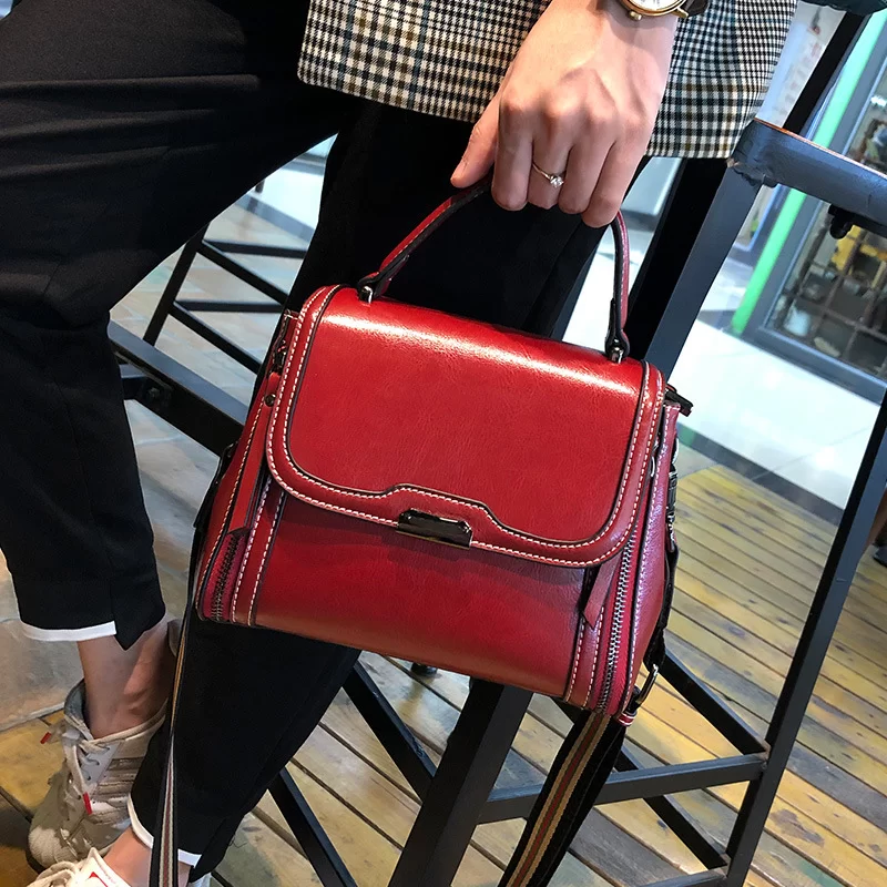 Oil Wax Cowhide Leather Women's Handbag 2024 New Crossbody Bag Lady Commuter Summer Bag Handbill Shoulder Messenger Bags_8