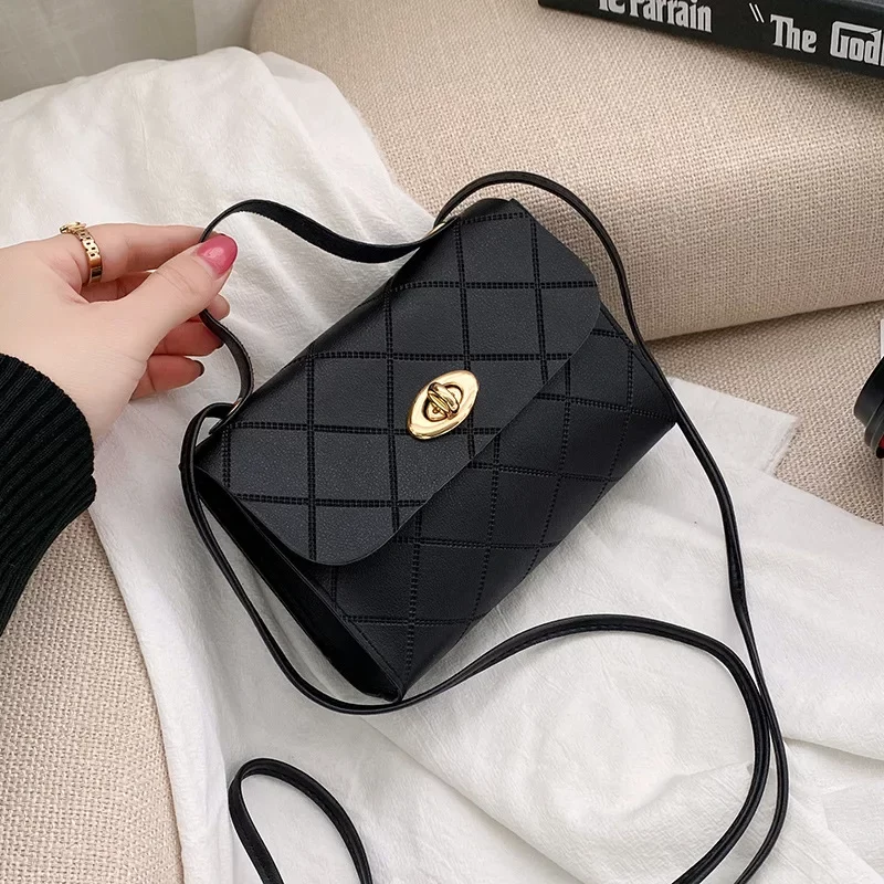 Fashion Simple Women's Bag New Crossbody Bag Mini Shoulder Bag PU Leather Handbag Mobile Phone Coin Purse Bag Small Square Bag_3