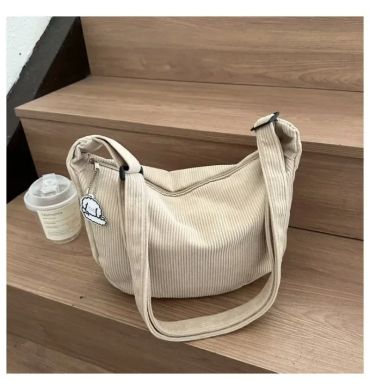 Black Corduroy Bags for Women Japanese Canvas Large Single Shoulder Crossbody Dumpling Bag Student Korean Casual Simple Handbag