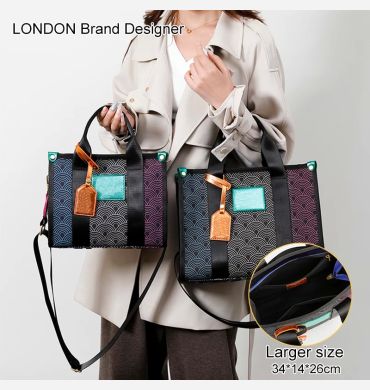 London Canvas Tote Bag, 2024 New Large Capacity, Luxury Designer Brands Women's Handbag Fashion Shoulder Bag Firmate