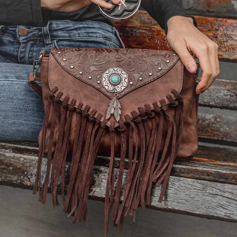 Celela Original Design Shoulder Bag For Women PU Leather Luxury Clutch Designer Handbags Western Purse Fringe Messenger Bag_2