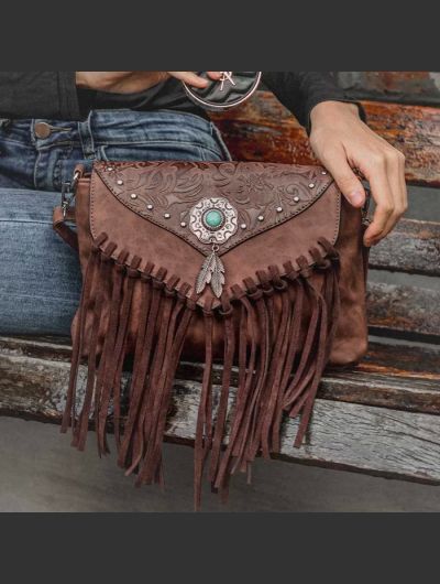 Celela Original Design Shoulder Bag For Women PU Leather Luxury Clutch Designer Handbags Western Purse Fringe Messenger Bag