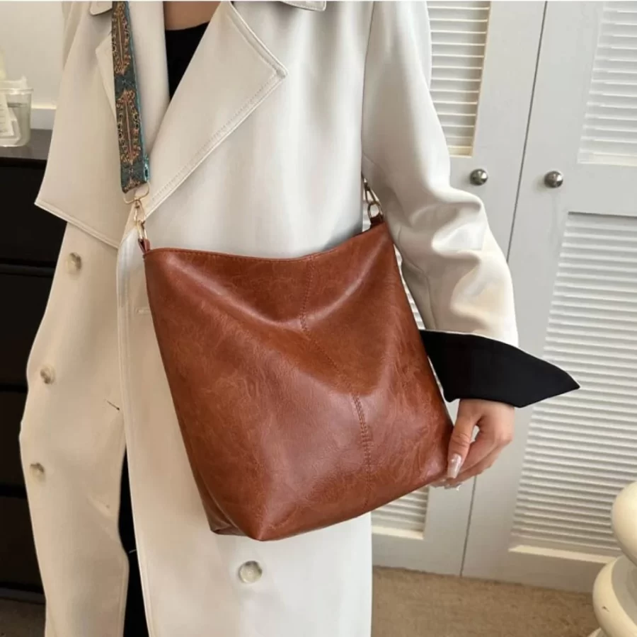 Large Capacity Bag Women's New Fashion Shoulder Bag Retro Versatile Broadband Crossbody Tote Bag Geometric Strap Hobo Bag_2