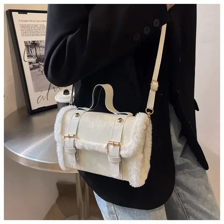 Winter Women Crossbody/shoulder Bag 2023 New Lamb Plush Velvet Bag Lady Small Square Handbag French Korea Style_9