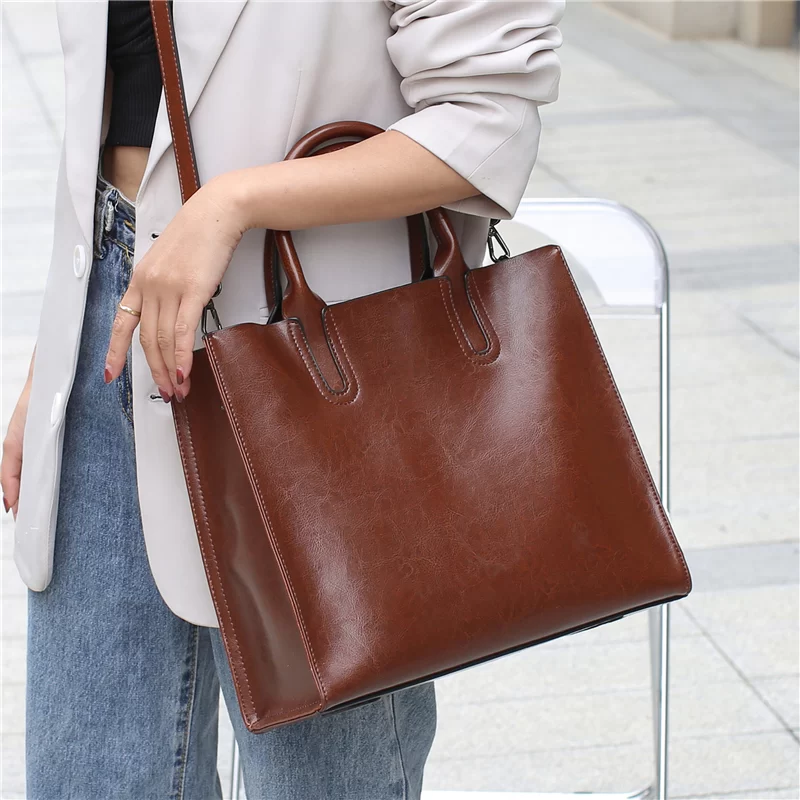 Hifashion Cowhide Genuine Leather Large Tote Handbags For Women 2024 Trend Designer Commuter Work Ladies Shouder Crossbody Bags_3