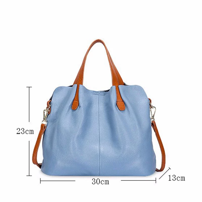 Genuine Leather Women's Bags Fashion Commute Handbags Solid Color Tote Messenger Luxury Designer Shoulder Cossbody Bag Female_3