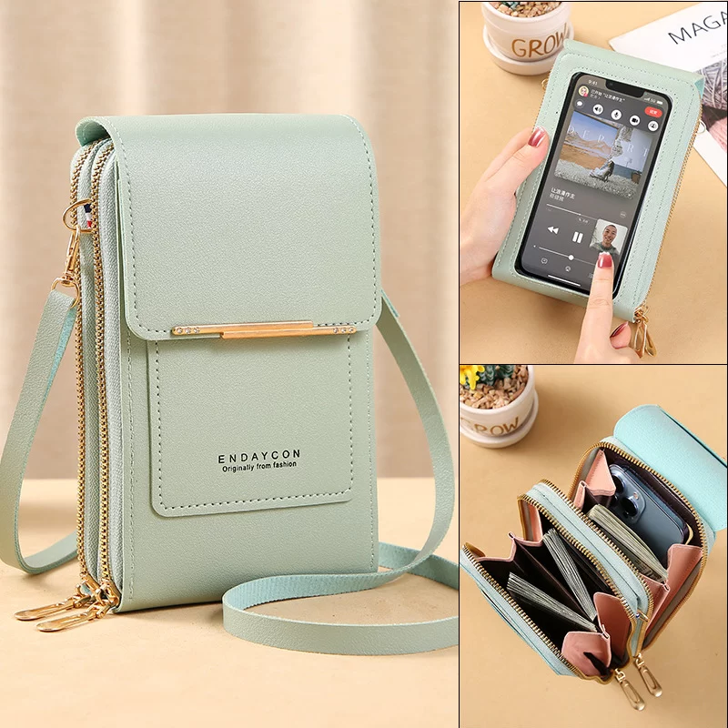 Women Crossbody Shoulder Bags Wallets Touch Screen Cell Phone Purse Soft Leather Strap Handbag for Female Luxury Messenger Bags_1