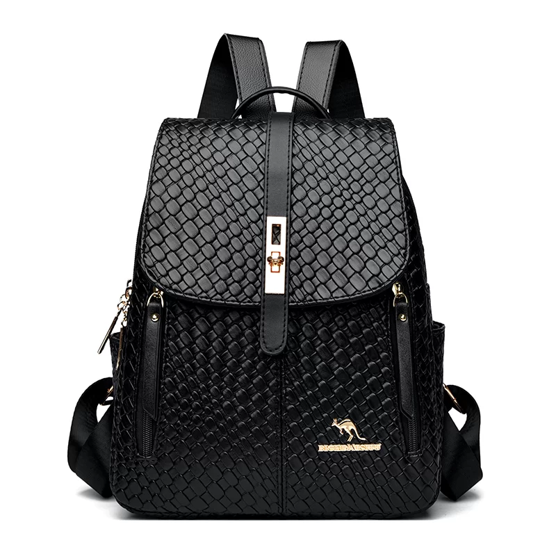 Luxury Women Leather Backpacks for Girls Sac A Dos Casual Daypack Black Vintage Backpack School Bags for Girls Mochila Rucksack_7