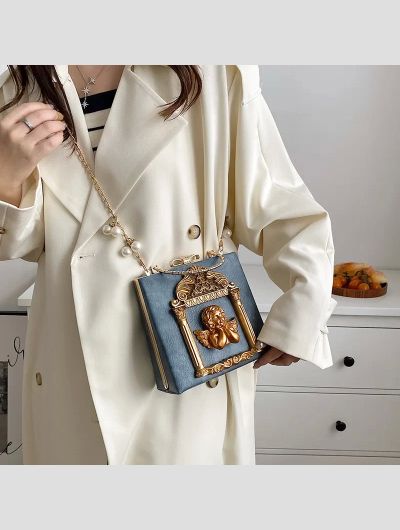 New Women Bag Vintage Relief Angel Flower Chain Handbag Niche Single Shoulder Crossbody Bag for Women 2023 New Fashionable Bags