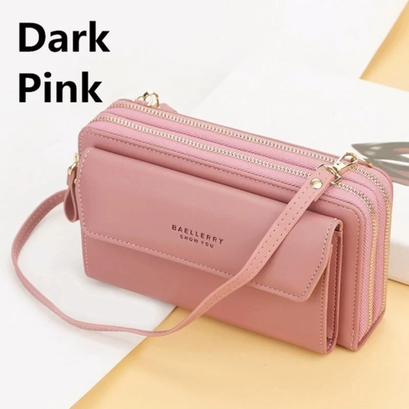 Women Long Wallet Korean Version Crossbody Bag Double Zipper Large Capacity Clutch Bag Shoulder Handbag Female Mobile Phone Bag_18