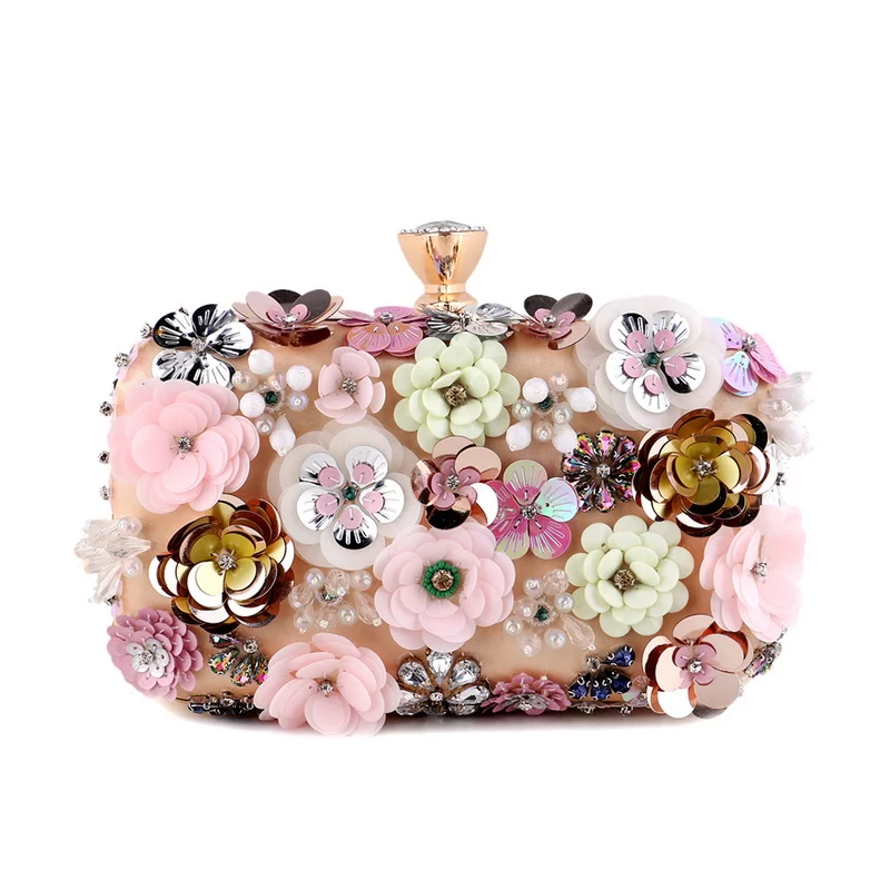 Fashion Women Bags Flower Diamonds Embroidery Small Clutch Luxury Lady Handbags Evening Bags New Arrival Chain Shoulder Purse_5