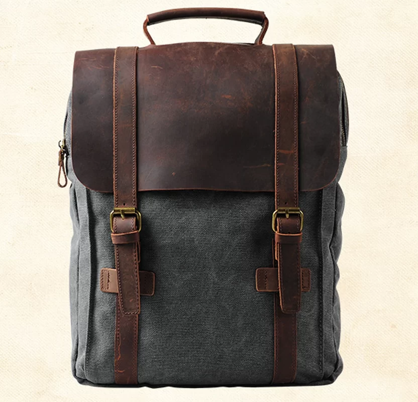 Fashion Male Backpack Leather military Canvas backpack Men backpack women school backpack school bag bagpack rucksack mochila_1