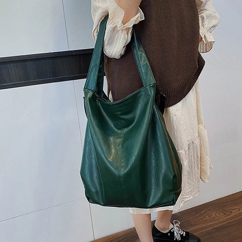 Vintage Women Hand Bag Designers Luxury Handbags Soft PU Leather Women Shoulder Tote Female Top-handle Bags Fashion Brand Bag_3