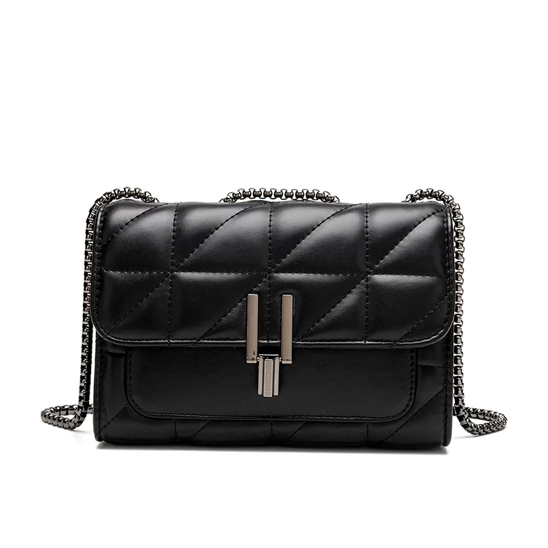 Classic Quilted Detail Square Bag, Solid Color Flap Shoulder Bag, All-Match Chain Bag_7