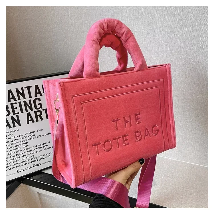 Female Square Tote Crossbody Bag Aesthetic Velour Elegant Letter Print Ladies Shoulder Bags Top Handle Women's Charisma Handbags_14