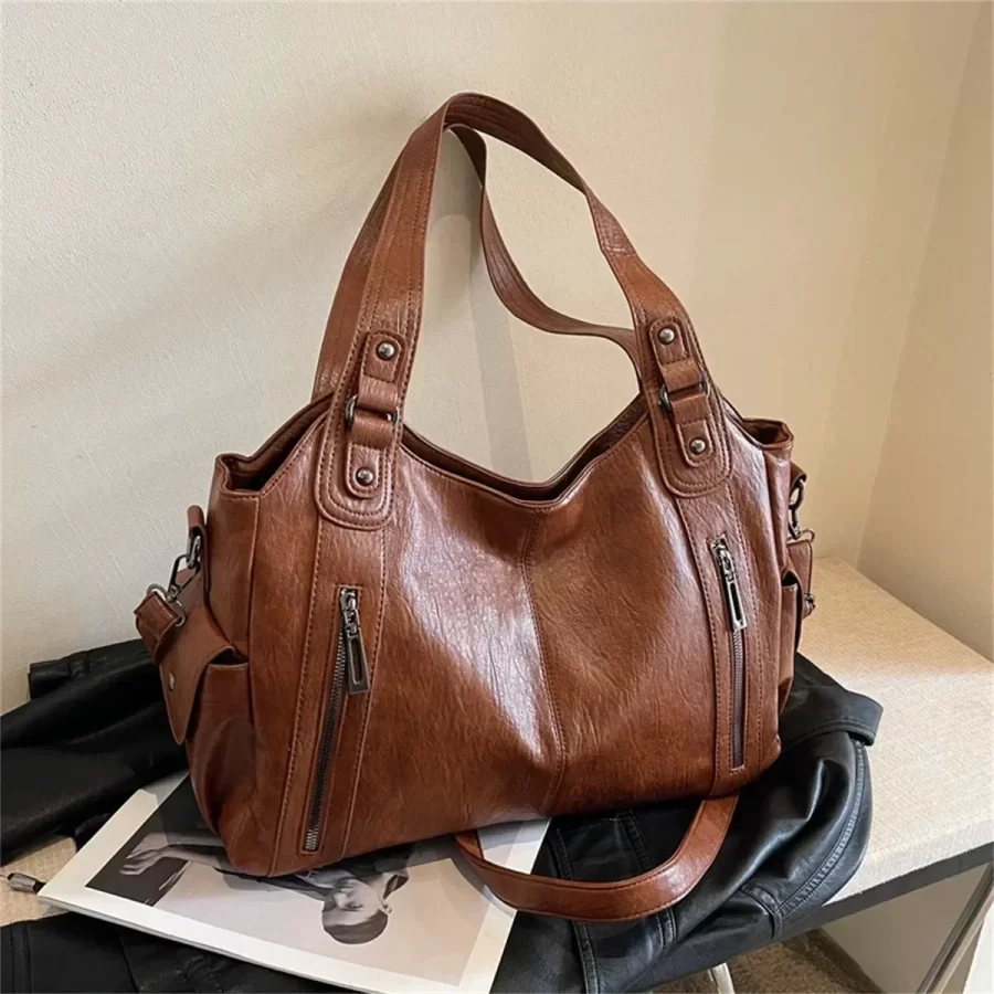 Soft Interior Compartment Shoulder Bags 2025 High Quality Contrasting Colors Bags for Women Fashion Zipper Pu Women's Handbags_10