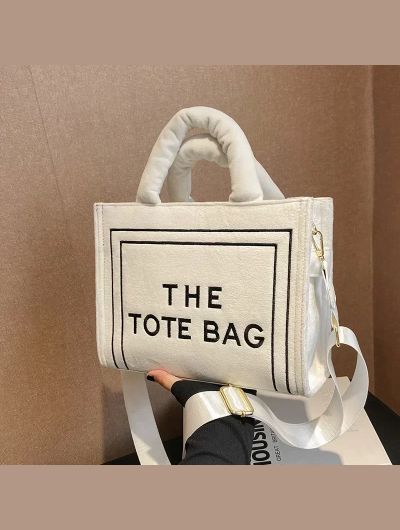 Female Square Tote Crossbody Bag Aesthetic Velour Elegant Letter Print Ladies Shoulder Bags Top Handle Women's Charisma Handbags