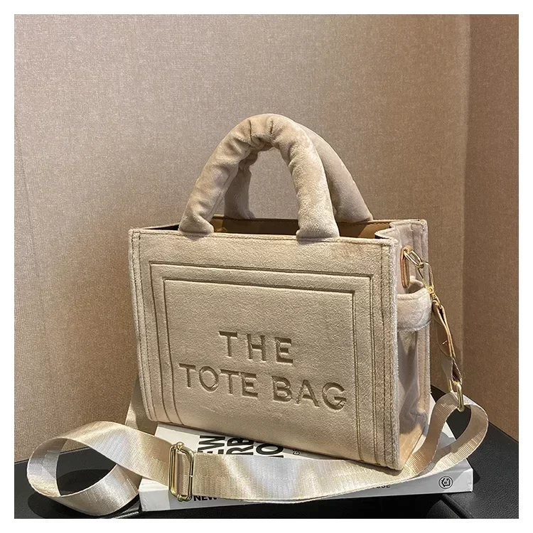 Female Square Tote Crossbody Bag Aesthetic Velour Elegant Letter Print Ladies Shoulder Bags Top Handle Women's Charisma Handbags_8