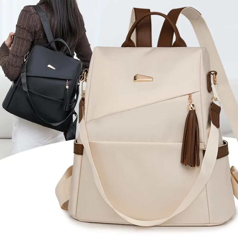 Fashion Tassel Decorative Women’s Nylon Anti-theft Backpack Casual Travel Female Shoulder Bag Large Capacity Student School Pack_1