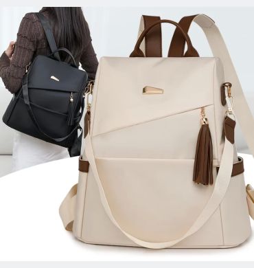 Fashion Tassel Decorative Women’s Nylon Anti-theft Backpack Casual Travel Female Shoulder Bag Large Capacity Student School Pack