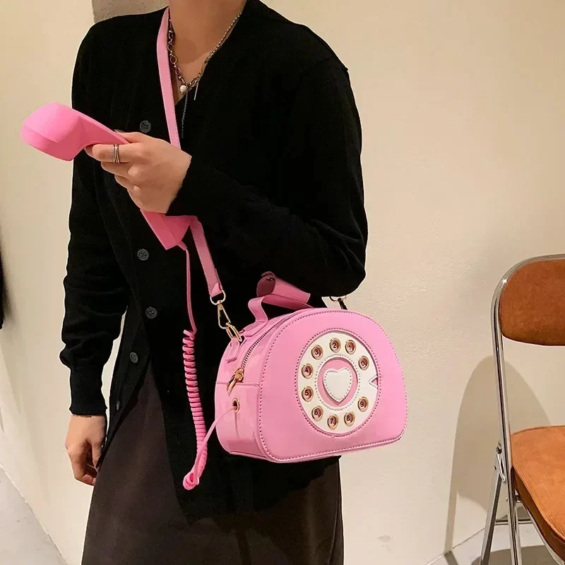 Stylish Women Telephone Shaped Crossbody PU Leather Shoulder Bag Female Casual Handbag Shopping Street School Satchel Tote Purse_2