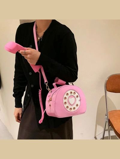 Stylish Women Telephone Shaped Crossbody PU Leather Shoulder Bag Female Casual Handbag Shopping Street School Satchel Tote Purse