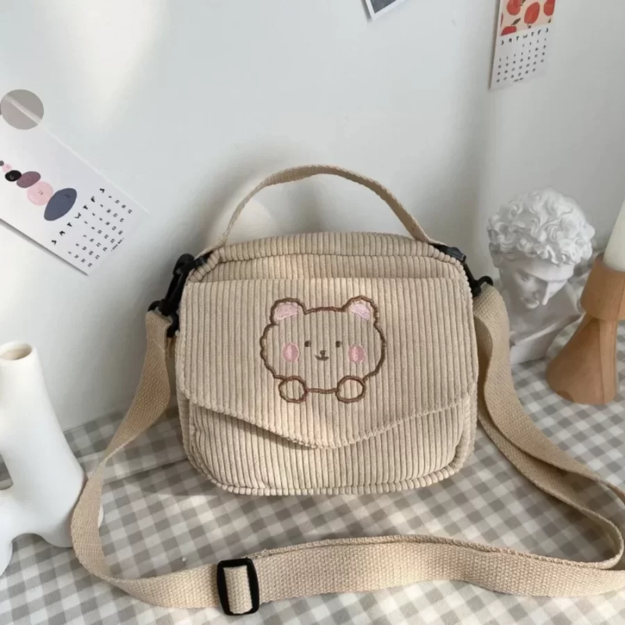 Cute Cartoon Bear Winter New Women's Bags Are Fashionable Casual Comfortable Simple Generous Crossbody Shoulder Handbag_2