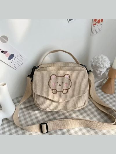 Cute Cartoon Bear Winter New Women's Bags Are Fashionable Casual Comfortable Simple Generous Crossbody Shoulder Handbag 2